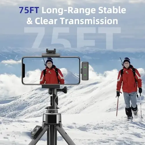 NPTCL Wireless Lavalier Mini Microphone for iPhone Video Recording | Noise Canceling Lapel Lav USB C Mic, LED Digital Charge Display, 35 Hour Charging Case for Vlog Youtube Tiktok Podcast - 4