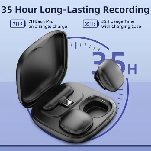 NPTCL Wireless Microphone for iPhone 17 16 15 - Ai Noise Cancelling Mini Microphone USB C for Android Phone, Lavalier Mic with 35H Charging Case for Video Recording Vlogging YouTube Tiktok - 2