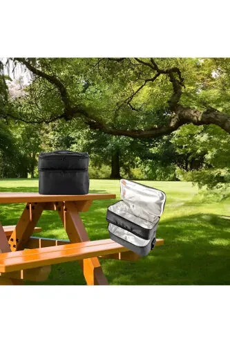 Ns 22 Lt Soğutucu Termos Kamp Piknik Sıcak Ve Soğuk Tutan Askılı Yalıtımlı Termal Çanta Buzluk-Siyah - 4