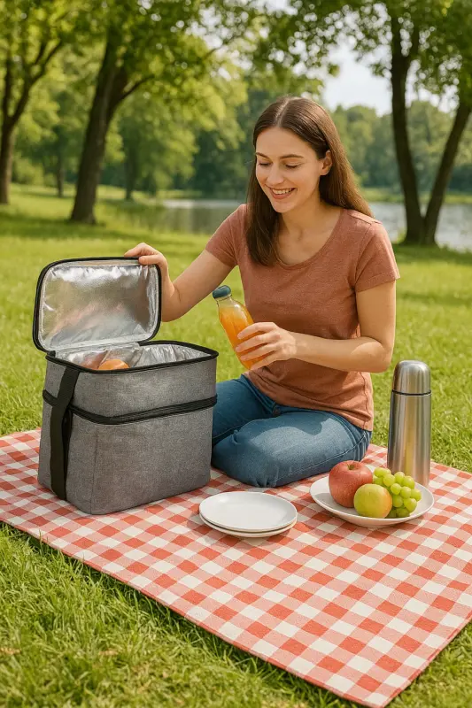 Ns 22 Lt Soğutucu Termos Kamp Piknik Sıcak Ve Soğuk Tutan Termal Yalıtımlı Outdoor Buzluk Çanta-Gri - 3