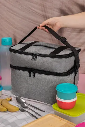 Ns 22 Lt Soğutucu Termos Kamp Piknik Sıcak Ve Soğuk Tutan Termal Yalıtımlı Outdoor Buzluk Çanta-Gri - 4