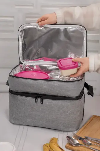 Ns 22 Lt Soğutucu Termos Kamp Piknik Sıcak Ve Soğuk Tutan Termal Yalıtımlı Outdoor Buzluk Çanta-Gri - 6