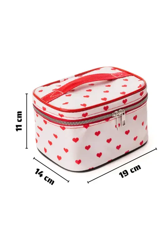 Ns Captain Travel Makeup Organizer Makeup Bag, Multifunctional Cosmetic Bag Heart Pattern-Red Heart - NS RELIABLE