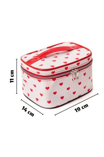 Ns Captain Travel Makeup Organizer Makeup Bag, Multifunctional Cosmetic Bag Heart Pattern-Red Heart - 1