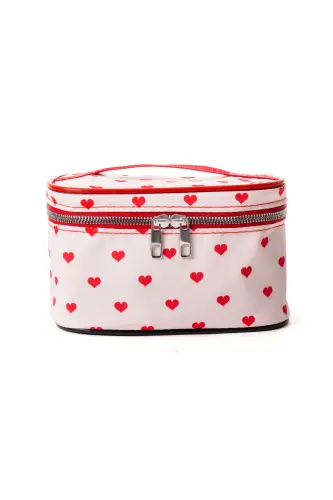Ns Captain Travel Makeup Organizer Makeup Bag, Multifunctional Cosmetic Bag Heart Pattern-Red Heart - 3