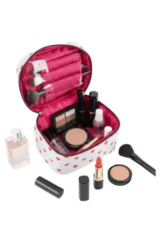 Ns Captain Travel Makeup Organizer Makeup Bag, Multifunctional Cosmetic Bag Heart Pattern-Red Heart - 6