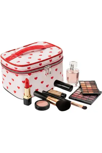 Ns Captain Travel Makeup Organizer Makeup Bag, Multifunctional Cosmetic Bag Heart Pattern-Red Heart - 7