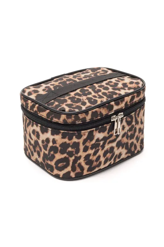 Ns Captain Travel Makeup Organizer Makeup Bag, Multifunctional Cosmetic Bag Leopard-Leopard Pattern - 2