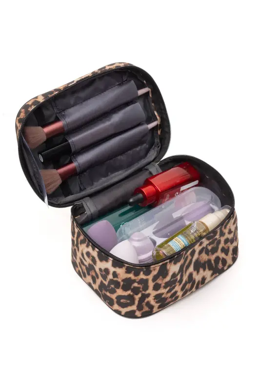 Ns Captain Travel Makeup Organizer Makeup Bag, Multifunctional Cosmetic Bag Leopard-Leopard Pattern - 6