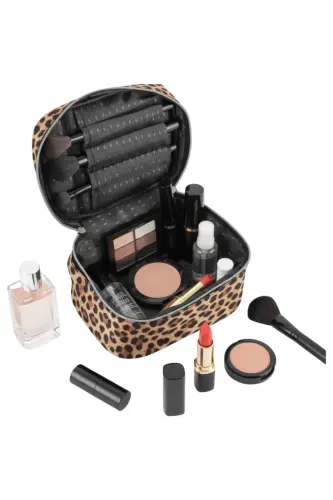 Ns Captain Travel Makeup Organizer Makeup Bag, Multifunctional Cosmetic Bag Leopard-Leopard Pattern - 7