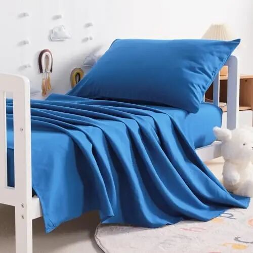NTBAY 3-Piece Microfiber Toddler Sheet Set, Solid Crib Fitted Sheet Flat Sheet and Envelope Pillowcase, Baby Bedding Sheet & Pillowcase Sets, Royal Blue - MODAZONE
