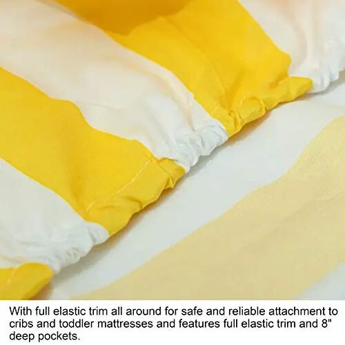 NTBAY Toddler Microfiber Sheet Set, 3 Piece, Yellow and White Stripe | Includes Fitted Sheet, Flat Sheet and Pillowcase, Soft Microfiber with 8 Inch Fitted-Sheet Pocket for Toddler Beds - 4