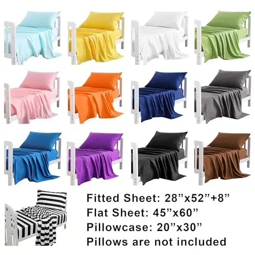 NTBAY Toddler Sheet Set, 3 qismli Ultra Yumshoq Mikrofiber To'shak to'plami Krovat va Toddler Karavoti uchun, Mashinada yuvish mumkin - Fitted choyshab, tekis choyshab va yostiq jildini o'z ichiga oladi, Oq - 5