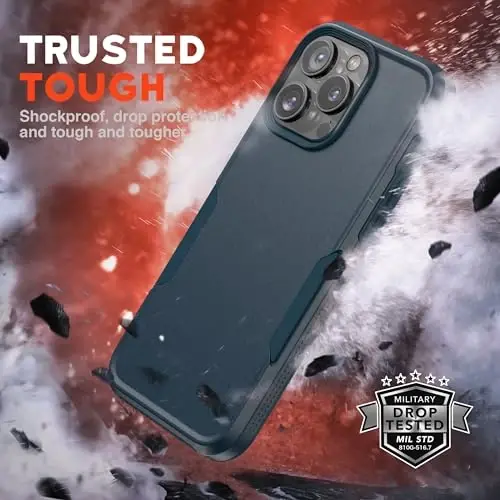 NTG【2023 iPhone 15 Pro Max uchun yangi dizayn, Bardoshli Ingichka Zarbadan Himoya Qiluvchi [2 Qatlamli Tuzilish][Harbiy Darajadagi Himoya] iPhone 15 Pro Max (6.7 dyuym) uchun telefon qutisi, Moviy - 2