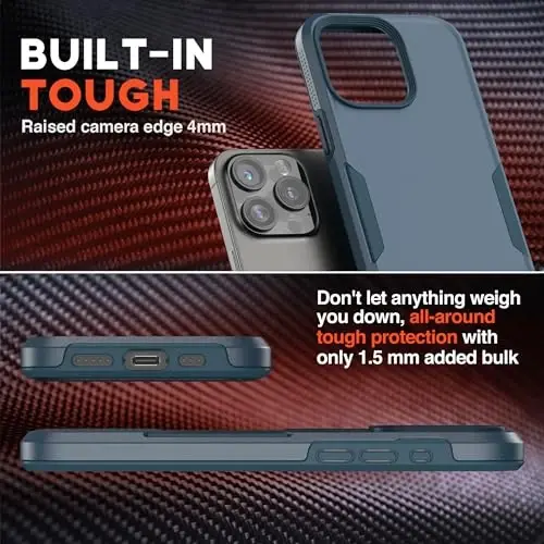 NTG【2023 iPhone 15 Pro Max uchun yangi dizayn, Bardoshli Ingichka Zarbadan Himoya Qiluvchi [2 Qatlamli Tuzilish][Harbiy Darajadagi Himoya] iPhone 15 Pro Max (6.7 dyuym) uchun telefon qutisi, Moviy - 3