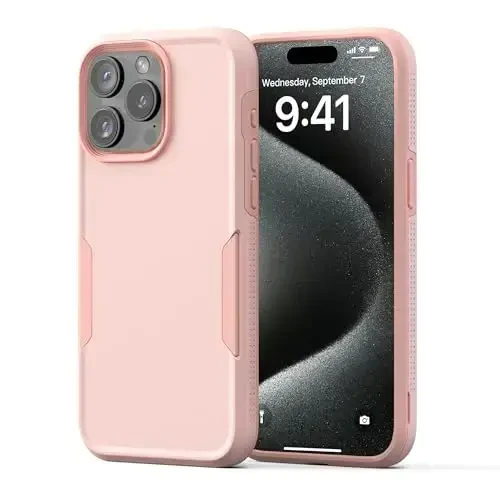 NTG【2023 iPhone 15 Pro Max uchun yangi dizayn, kuchli zarbga chidamli [2 qatlamli tuzilish][Harbiy darajadagi himoya] iPhone 15 Pro Max (6.7 dyuym) uchun telefon qutisi, olcha sharbati pushti - NTG