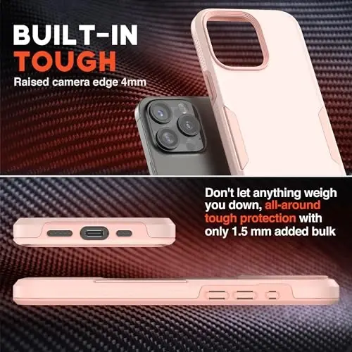 NTG【2023 iPhone 15 Pro Max uchun yangi dizayn, kuchli zarbga chidamli [2 qatlamli tuzilish][Harbiy darajadagi himoya] iPhone 15 Pro Max (6.7 dyuym) uchun telefon qutisi, olcha sharbati pushti - 3