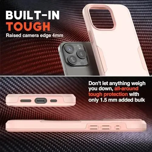 NTG【2023 iPhone 15 Pro Max uchun yangi dizayn, kuchli zarbga chidamli [2 qatlamli tuzilish][Harbiy darajadagi himoya] iPhone 15 Pro Max (6.7 dyuym) uchun telefon qutisi, olcha sharbati pushti - 3