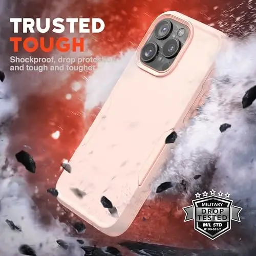 NTG【2023 iPhone 15 Pro Max uchun yangi dizayn, kuchli zarbga chidamli [2 qatlamli tuzilish][Harbiy darajadagi himoya] iPhone 15 Pro Max (6.7 dyuym) uchun telefon qutisi, olcha sharbati pushti - NTG (1)