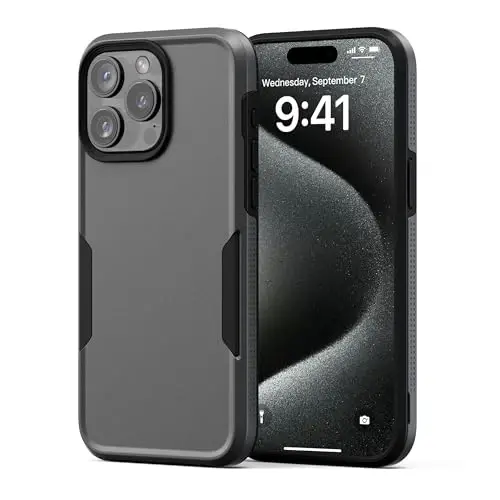 NTG【2023 iPhone 15 Pro Max uchun yangi dizayn, og‘ir yukga bardoshli ingichka zarbga chidamli [2 qatlamli tuzilma][Harbiy darajadagi himoya] iPhone 15 Pro Max uchun telefon g‘ilofi (6,7 dyuym), Dim Grey - 1