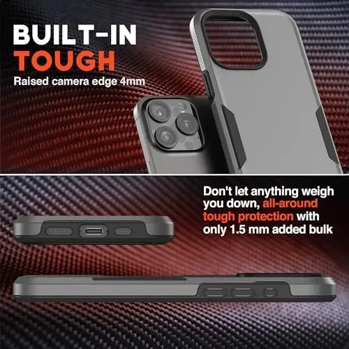 NTG【2023 iPhone 15 Pro Max uchun yangi dizayn, og‘ir yukga bardoshli ingichka zarbga chidamli [2 qatlamli tuzilma][Harbiy darajadagi himoya] iPhone 15 Pro Max uchun telefon g‘ilofi (6,7 dyuym), Dim Grey - 2