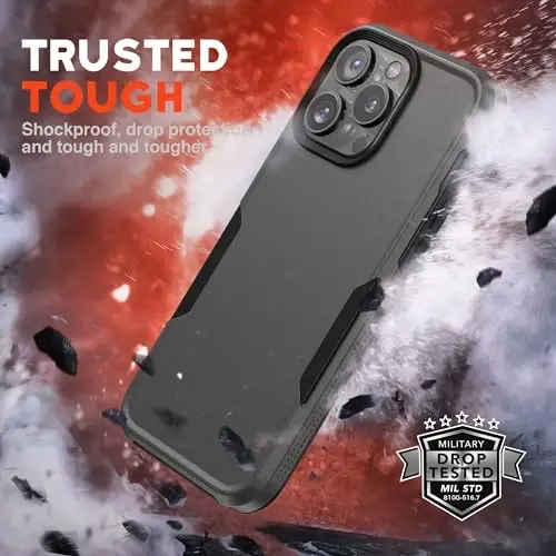 NTG【2023 iPhone 15 Pro Max uchun yangi dizayn, og‘ir yukga bardoshli ingichka zarbga chidamli [2 qatlamli tuzilma][Harbiy darajadagi himoya] iPhone 15 Pro Max uchun telefon g‘ilofi (6,7 dyuym), Dim Grey - 3