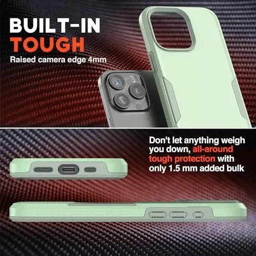 NTG【2023 iPhone 15 Pro Max uchun yangi dizayndagi g‘ilof, og‘ir yuk ko‘taruvchi nozik zarbga chidamli [2 qatlamli tuzilma][harbiy darajadagi himoya] iPhone 15 Pro Max (6,7 dyuym) uchun telefon g‘ilofi, yashil - 3