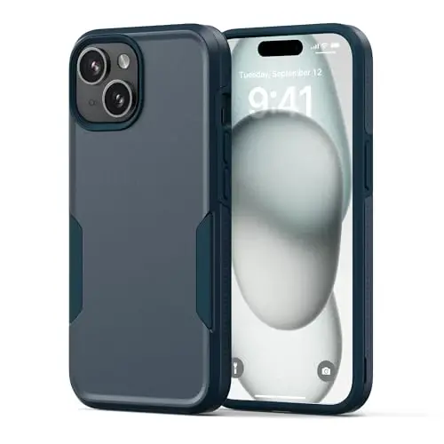 NTG【2023 iPhone 15 uchun yangi dizayn, bardoshli ingichka zarbga chidamli [2 qatlamli tuzilma][Harbiy darajadagi himoya] iPhone 15 (6.1 dyuym) uchun telefon qutisi, ko'k 