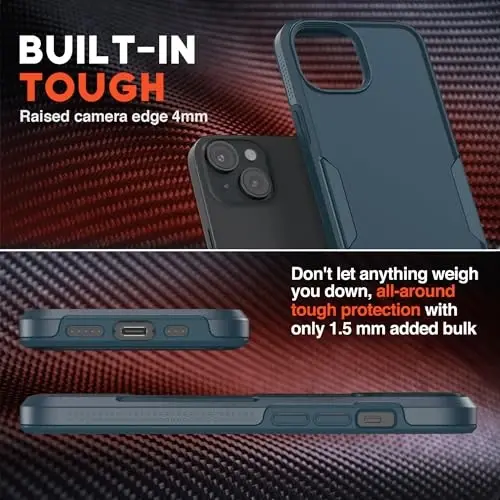 NTG【2023 iPhone 15 uchun yangi dizayn, bardoshli ingichka zarbga chidamli [2 qatlamli tuzilma][Harbiy darajadagi himoya] iPhone 15 (6.1 dyuym) uchun telefon qutisi, ko'k - 3