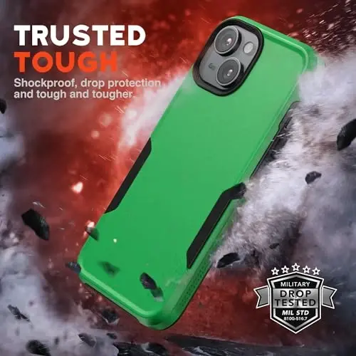 NTG【2023 iPhone 15 uchun yangi dizayn, o‘ta bardoshli ingichka zarbga chidamli [2 qatlamli tuzilma][Harbiy darajadagi himoya] iPhone 15 (6,1 dyuym) uchun telefon qutisi, o‘rmon yashili - NTG (1)