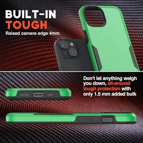 NTG【2023 iPhone 15 uchun yangi dizayn, o‘ta bardoshli ingichka zarbga chidamli [2 qatlamli tuzilma][Harbiy darajadagi himoya] iPhone 15 (6,1 dyuym) uchun telefon qutisi, o‘rmon yashili - 3