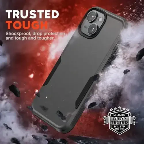 NTG【2023 New Designed for iPhone 15 Case, Heavy-Duty Tough Slim Shockproof [2 Layer Structure][Military Grade Protection] Phone Case for iPhone 15 (6.1 Inch), Dim Grey - NTG (1)