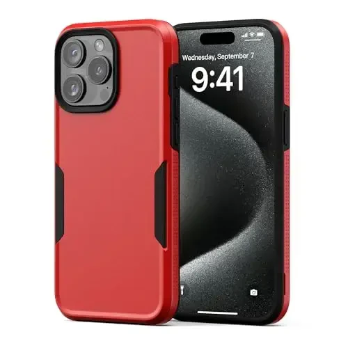 NTG【2023 New Designed for iPhone 15 Pro Max Case, Heavy-Duty Tough Slim Shockproof [2 Layer Structure][Military Grade Protection] Phone Case for iPhone 15 Pro Max(6.7 Inch), Red - NTG