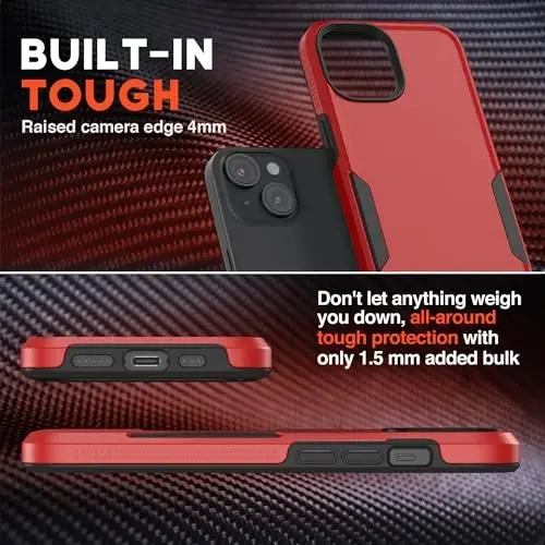 NTG【2023 New Designed for iPhone 15 Case, Heavy-Duty Tough Slim Shockproof [2 Layer Structure][Military Grade Protection] Phone Case for iPhone 15 (6.1 Inch), Red - 3