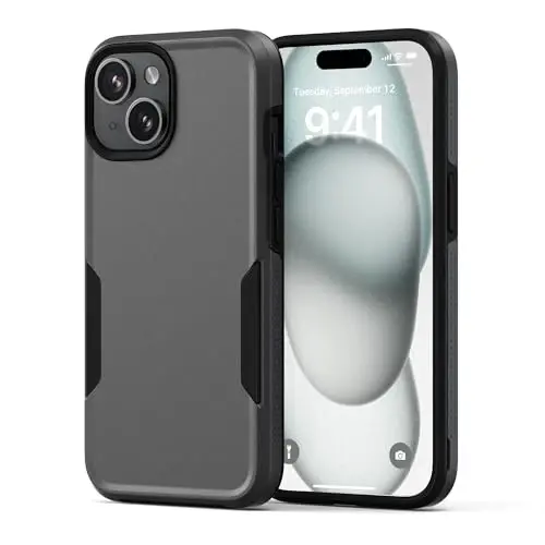 NTG【2023 New Designed for iPhone 15 Case, Heavy-Duty Tough Slim Shockproof [2 Layer Structure][Military Grade Protection] Phone Case for iPhone 15 (6.1 Inch), Dim Grey - NTG