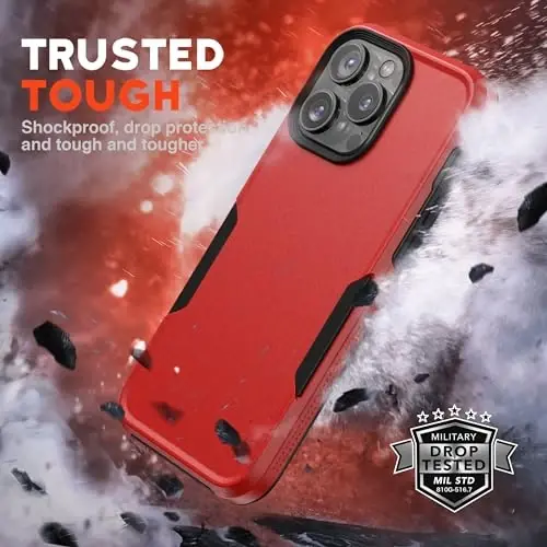 NTG【2023 New Designed for iPhone 15 Pro Max Case, Heavy-Duty Tough Slim Shockproof [2 Layer Structure][Military Grade Protection] Phone Case for iPhone 15 Pro Max(6.7 Inch), Red - 2