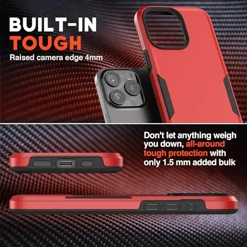 NTG【2023 New Designed for iPhone 15 Pro Max Case, Heavy-Duty Tough Slim Shockproof [2 Layer Structure][Military Grade Protection] Phone Case for iPhone 15 Pro Max(6.7 Inch), Red - 3