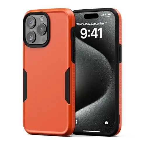NTG【2023 New Designed for iPhone 15 Pro Max Case, Heavy-Duty Tough Slim Shockproof [2 Layer Structure][Military Grade Protection] Phone Case for iPhone 15 Pro Max(6.7 Inch), Orange 