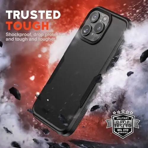 NTG【2023 New Designed for iPhone 15 Pro Max Case, Heavy-Duty Tough Slim Shockproof [2 Layer Structure][Military Grade Protection] Phone Case for iPhone 15 Pro Max(6.7 Inch), Black - 2