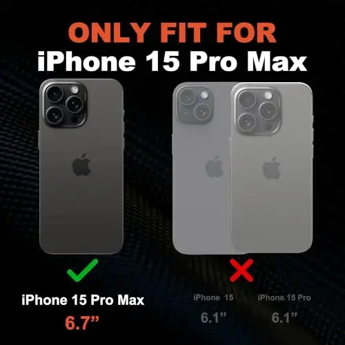 NTG【2023 New Designed for iPhone 15 Pro Max Case, Heavy-Duty Tough Slim Shockproof [2 Layer Structure][Military Grade Protection] Phone Case for iPhone 15 Pro Max(6.7 Inch), Black - 6