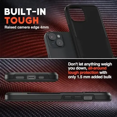 NTG【iPhone 15 Учун 2023 Янги Дизайндаги ҒилОф, Оғир Вазифали Қатти Икки Мартали Конструктсия Боғлама, Армия Даражасида Муҳофаза Қилувчи Телефон ҒилОфи, iPhone 15 (6.1 Дюйм), Қора Ранг】 - 3