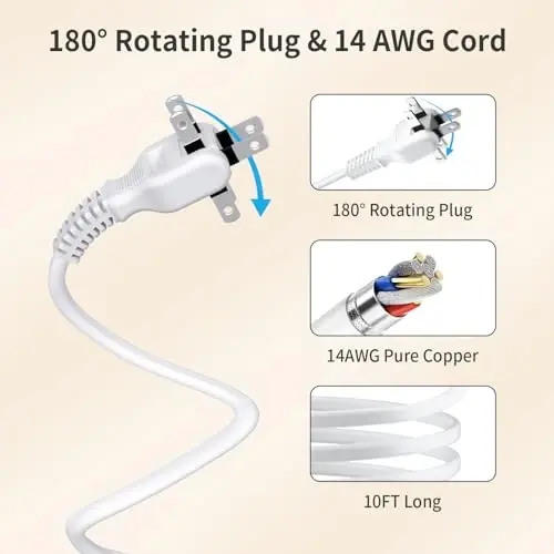 NTONPOWER 10FT Extension Cord with Surge Protector, 2 Prong to 3 Prong Adapter, 1875W Power Strip with 4 USB Ports (2 USB C), Wall Mount Flat Plug Extension Cord for Old House - NTONPOWER (1)