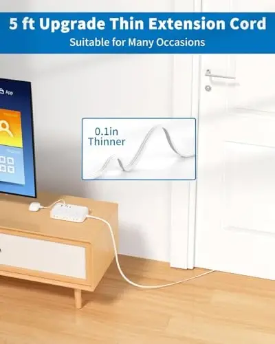 NTONPOWER Surge Protector 6 rozetkali tok uzatgichi 4 USB zaryadlash stansiyasi (2 USB C porti), 1,5 m yassi vilka, ichki, uy, ofis, yotoqxona uchun rozetka kengaytirgich - 2