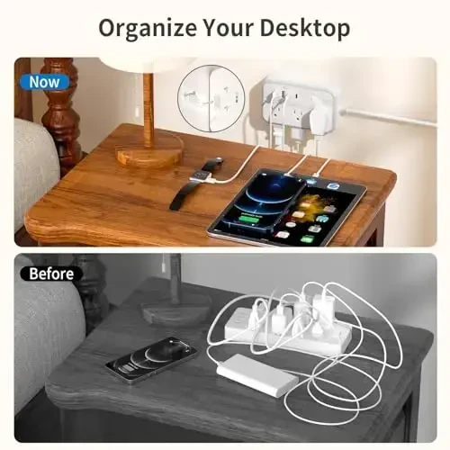 NTONPOWER Uzaytirgich sim 15 FT, 1875W Ikki tishli uch tishli rozetka adapteri, 1080 Joullik kuchlanishdan himoya qiluvchi tok chizig'i, aylanadigan vilkali 2 tishli Uzaytirgich sim 4 USB porti (2 USB C) bilan, eski uy uchun 