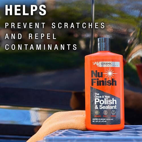 Nu Finish Once a Year Polish and Sealant, Car Polish and Paint Sealant with 3-in-1 Ceramic Technology to Repair, Seal and Repel, 16 fl oz Bottle - 12