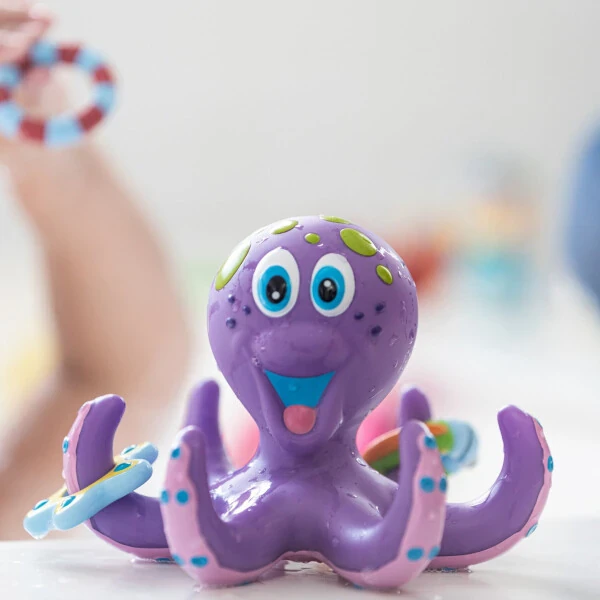 Nuby Binafsha Oktopus Hoopla Vanna O'yinchoqi, Chaqaloqlar uchun 3 ta Tashlagan Halqalar bilan - 7