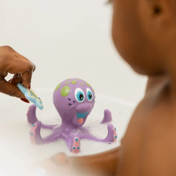 Nuby Binafsha Oktopus Hoopla Vanna O'yinchoqi, Chaqaloqlar uchun 3 ta Tashlagan Halqalar bilan - 8