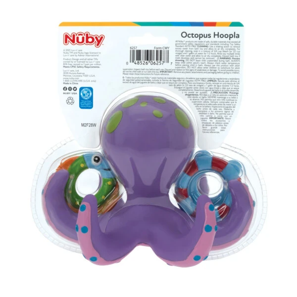 Nuby Binafsha Oktopus Hoopla Vanna O'yinchoqi, Chaqaloqlar uchun 3 ta Tashlagan Halqalar bilan - 10