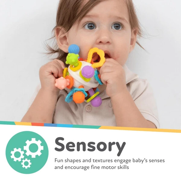 Nuby Textured Twist Ball Baby Teether Infant Toy with Colorful Rattle - 2