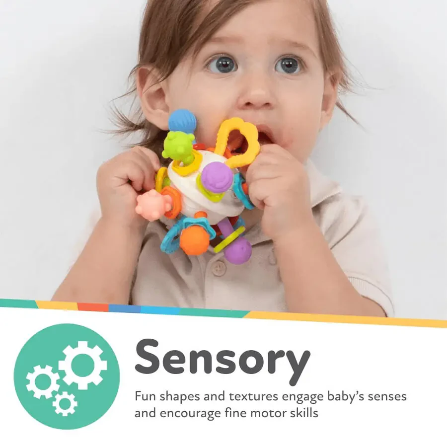 Nuby Textured Twist Ball Baby Teether Infant Toy with Colorful Rattle - 2